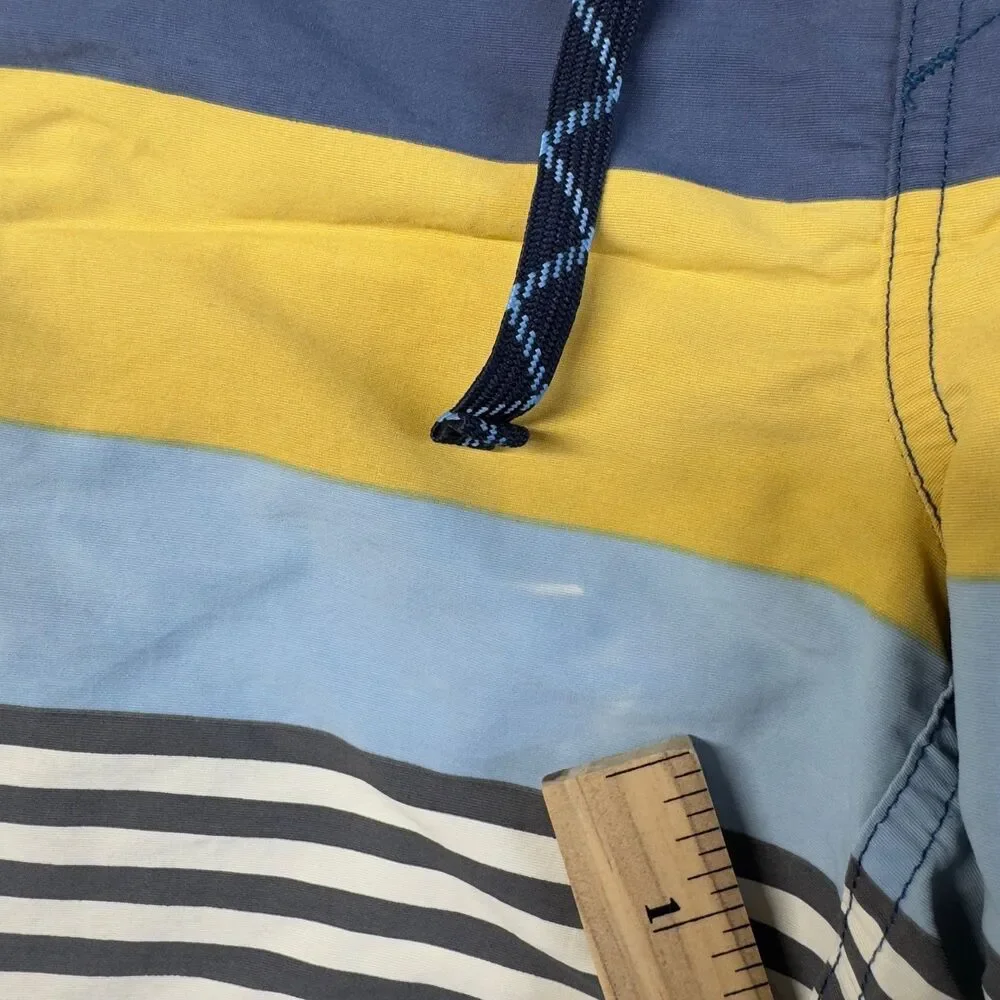 Patagonia Swim Trunks Mens 34 Yellow Blue Wavefarer Board Shorts Striped Outdoor
